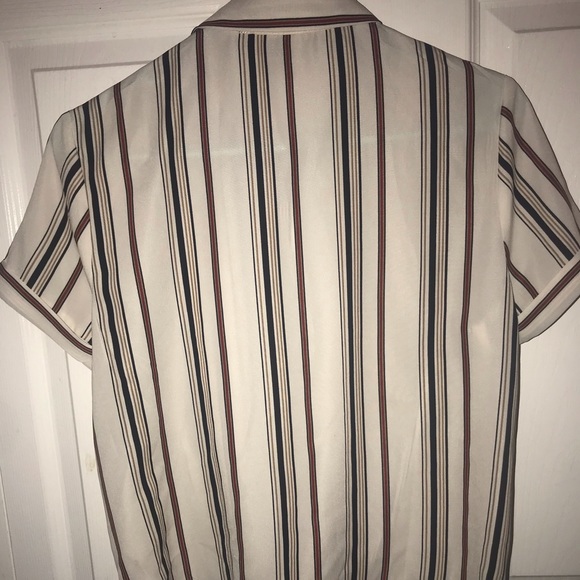 Forever 21 button up striped beige blouse - Picture 2 of 3
